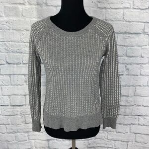 a.n.a. Long sleeve sweater w/stripe stitching, grey/white sz XS